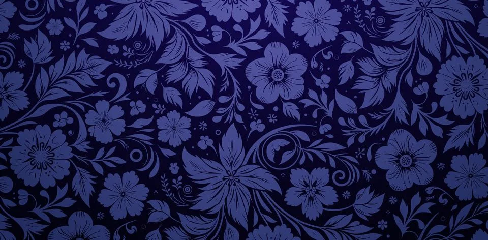Flower leaf pattern dark blue colors Illustrazione stock