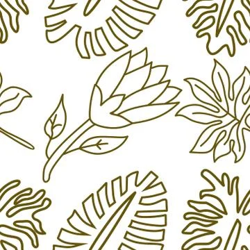 Flower Leaf Pattern Seamless Vector Template Illustration