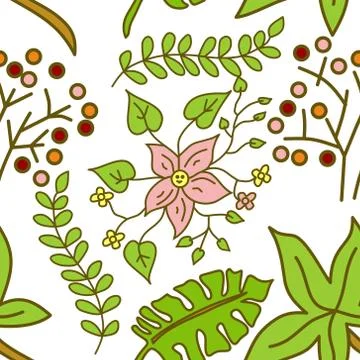 Flower Leaf Pattern Seamless Vector Template Stock Illustration