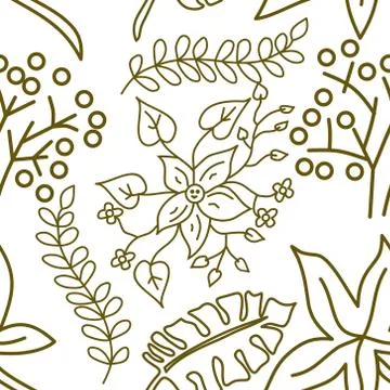 Flower Leaf Pattern Seamless Vector Template Stockillustratie