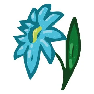 Flower with a leaf. Spring  flower.Vector illustration. Simple hand drawn ico Stock Illustration