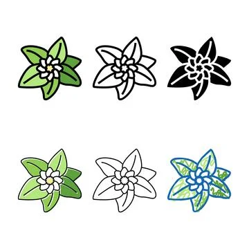 Flower leaf styleset color icon vector Stock Illustration