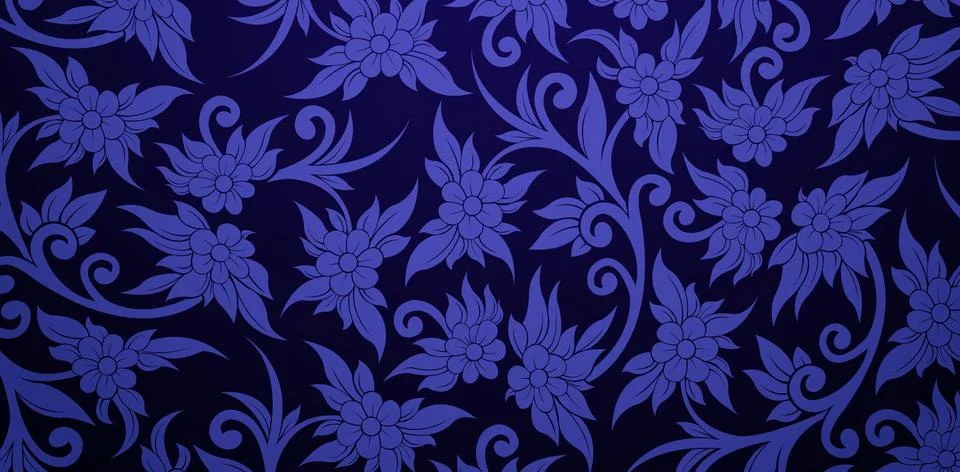 Flower leaf swirl pattern dark blue Stock Illustration