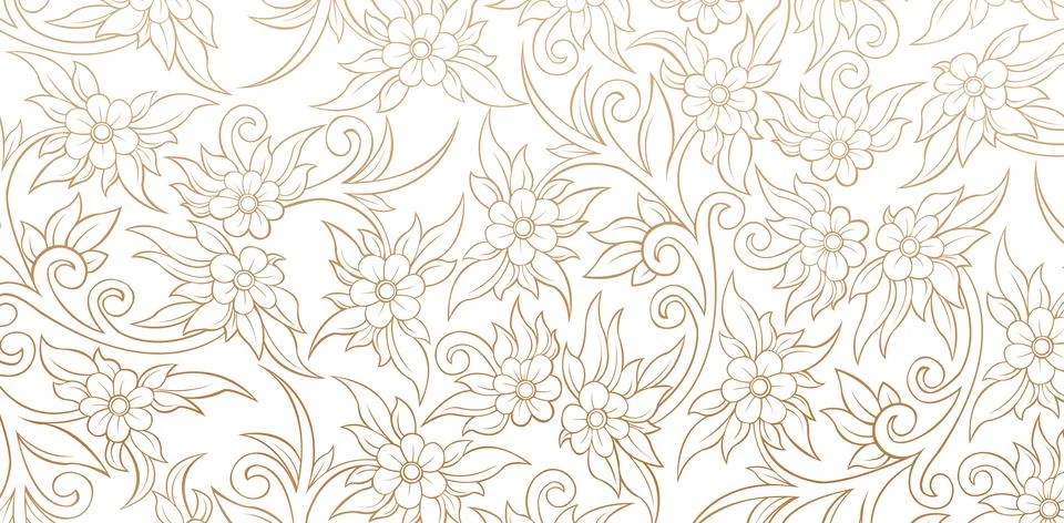 Flower leaf swirl pattern gold Stock Illustration