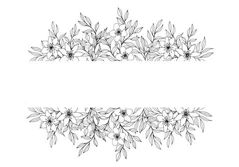 Flower, leaves, branch, vector template with space for text. Elegant frame for Stock Illustration