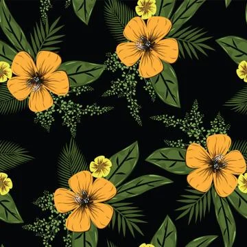 Flower with leaves  design seamless pattern Stock Illustration