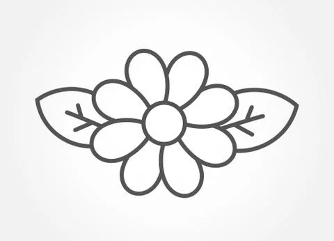 Flower with leaves line icon. Vector illustration. Stock Illustration