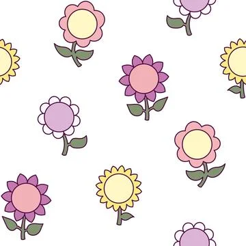 Flower with leaves. Seamless pattern. Stock Illustration