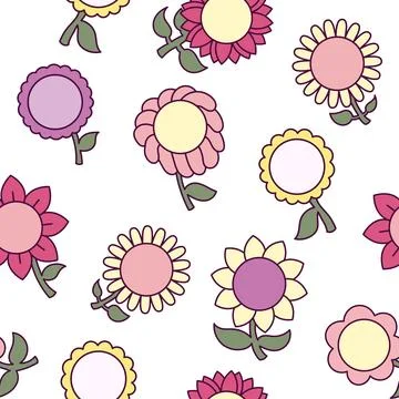 Flower with leaves. Seamless pattern. Stock Illustration