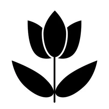 Flower with leaves solid icon. Single flower vector illustration isolated on Stock Illustration