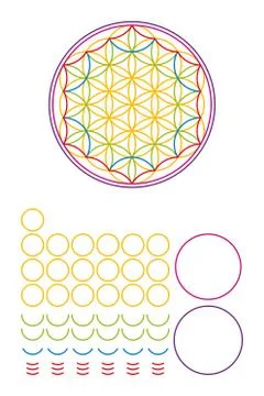 Flower of Life components and building set Ilustração Stock