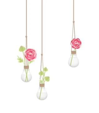 Flower in a light bulb Stock Illustration