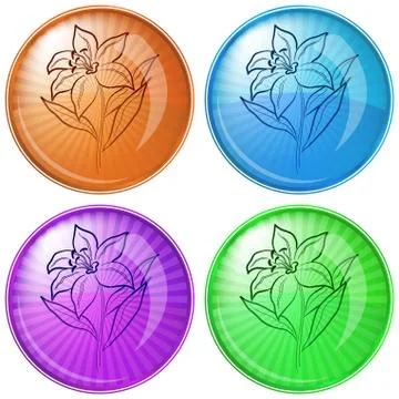 Flower lily, buttons Stock Illustration