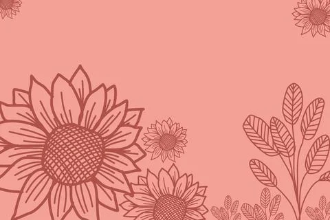 Flower Line Art Background Vector Stock Illustration