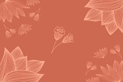 Flower Line Art Background Vector Stock Illustration