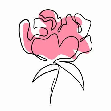 Flower in line art style. Vector, simple lines. Single isolated garden flower Ilustração Stock