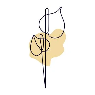 Flower line art vector design Stock Illustration