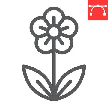 Flower line icon, Happy Easter and spring, flower vector icon, vector graphics Illustrazione stock
