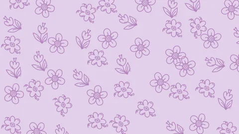 Flower, line, seamless pattern, cartoon, doodle, purpel pastel background Stock Footage 320654099