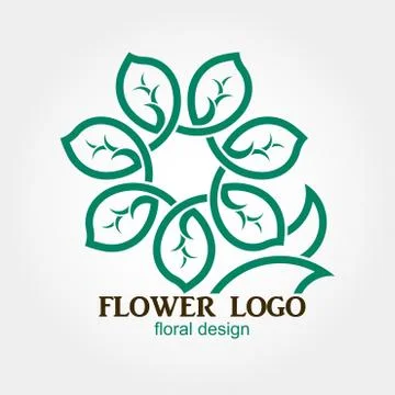 Flower Logo, Abstract, Geometric shape, Business symbol Stock Illustration