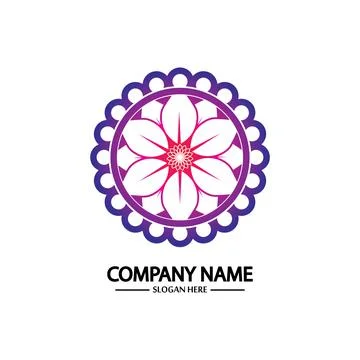 Flower logo. The circular logo. Logo of the flower. Stylized flower. Petals.  Stock Illustration