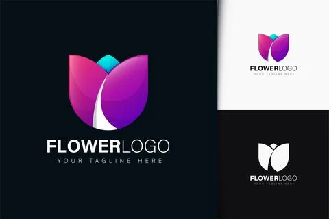 Flower logo design with gradient Stock Illustration