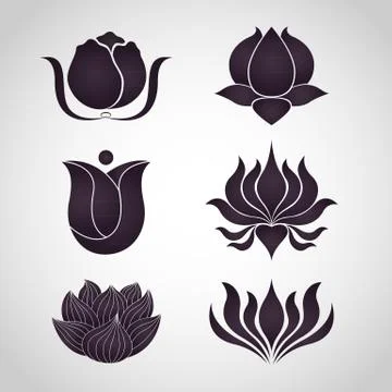 Flower logo design icon vector set Stock Illustration