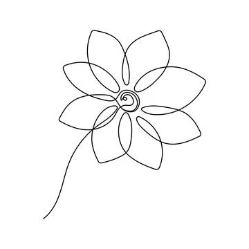 Flower logo icon Continuous one line drawing Editable stroke Stock Illustration