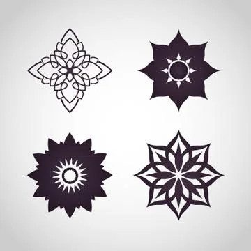 Flower logo icon vector set Stock Illustration