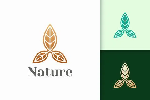 Flower logo in triple leaf shape for health and beauty Stock Illustration