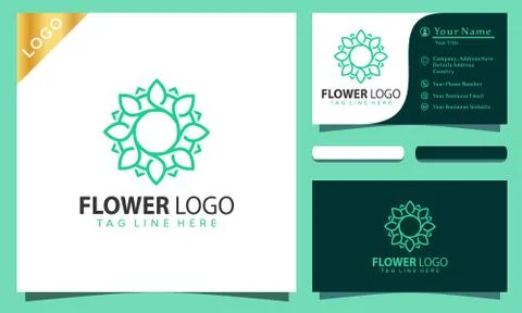 Flower logos design vector illustration, modern company business card templat 스톡 일러스트