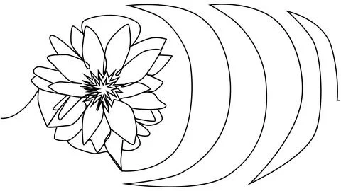Flower lotus continuous line illustration with editable stroke, single line d 스톡 일러스트