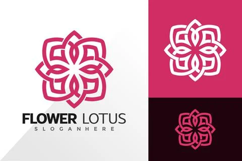 Flower lotus line logo vector design. Abstract emblem, designs concept, logos 스톡 일러스트