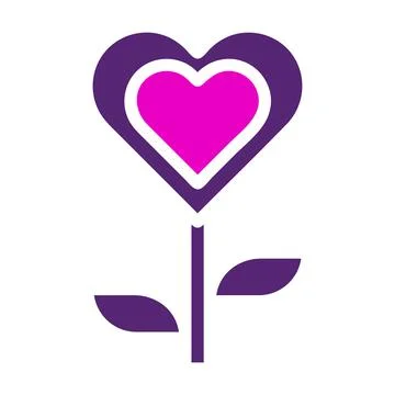 Flower love icon solid duocolor pink purple colour mother day symbol illust.. 스톡 일러스트