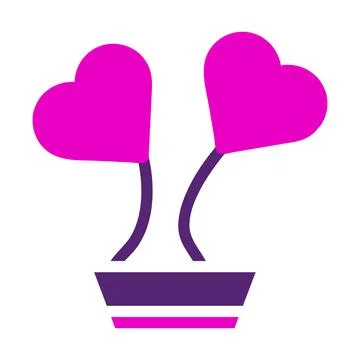 Flower love icon solid duocolor pink purple colour mother day symbol illust.. Stock Illustration