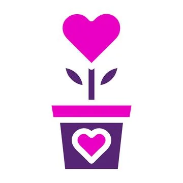 Flower love icon solid duocolor pink purple colour mother day symbol illust.. 스톡 일러스트