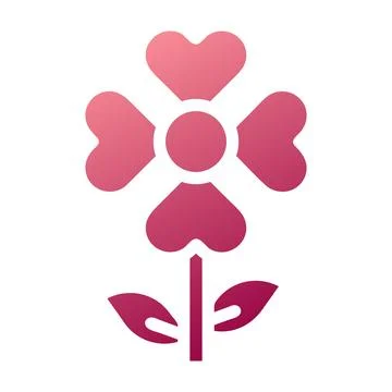 Flower love icon solid gradient red colour mother day symbol illustration. Stock Illustration