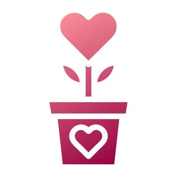 Flower love icon solid gradient red colour mother day symbol illustration. 库存插图