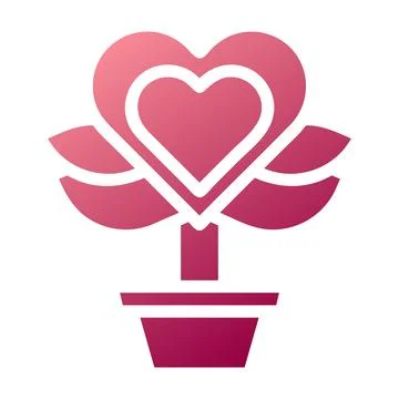 Flower love icon solid gradient red colour mother day symbol illustration. Stock Illustration