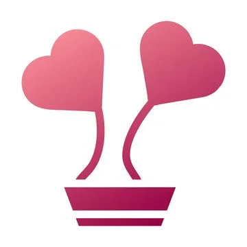 Flower love icon solid gradient red colour mother day symbol illustration. Illustrazione stock