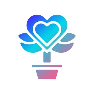 Flower love icon solid gradient red purple blue colour mother day symbol il.. Stock Illustration