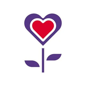 Flower love icon solid red purple colour mother day symbol illustration. 스톡 일러스트