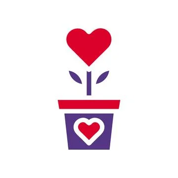 Flower love icon solid red purple colour mother day symbol illustration. Stock Illustration