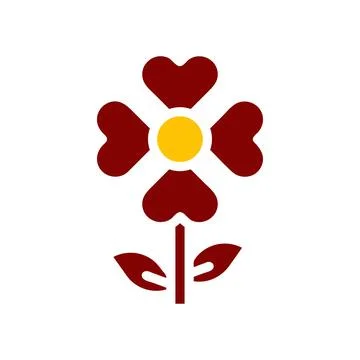 Flower love icon solid red yellow colour mother day symbol illustration. Stock Illustration