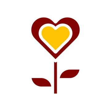Flower love icon solid red yellow colour mother day symbol illustration. 스톡 일러스트