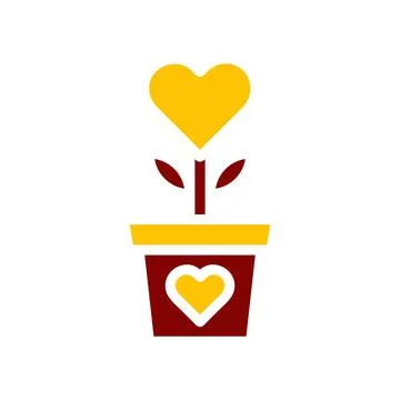 Flower love icon solid red yellow colour mother day symbol illustration. 스톡 일러스트