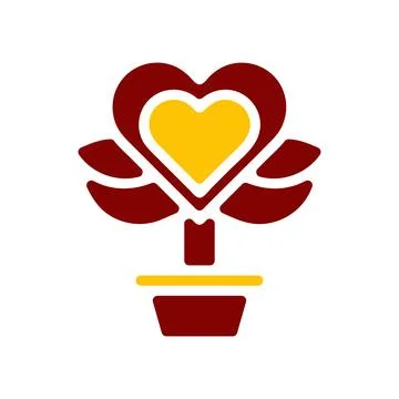 Flower love icon solid red yellow colour mother day symbol illustration. Stock Illustration
