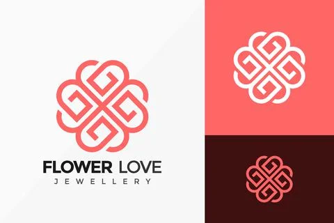 Flower Love Logo Vector Design. Abstract emblem, designs concept, logos, logo Stockillustratie