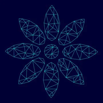 Flower low poly triangulation triangulated polygonal electric cyan blue vibra Stock Illustration