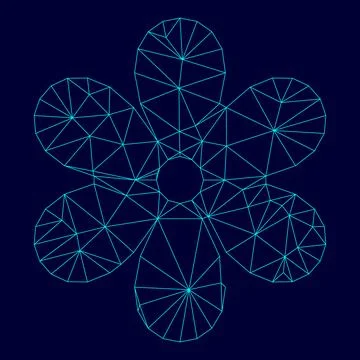 Flower low poly triangulation triangulated polygonal electric cyan blue vibra Stock Illustration